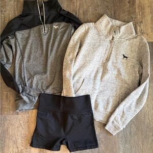 PINK Victoria's Secret Gray & Black Quarter-Zip Sweatshirts (Pair)